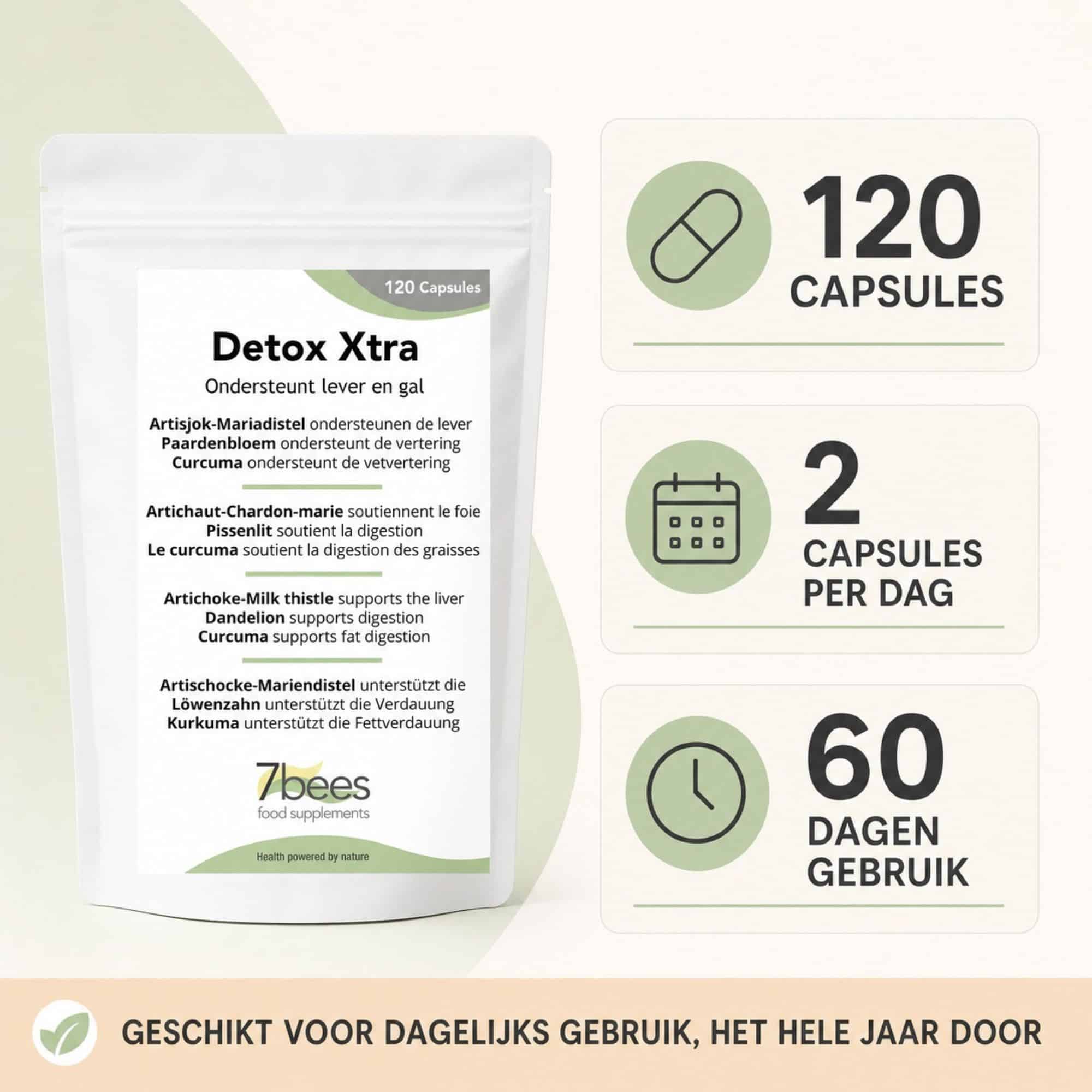 Detox Xtra - lever supplement met 4 plantenextracten - 120 capsules - Afbeelding 5