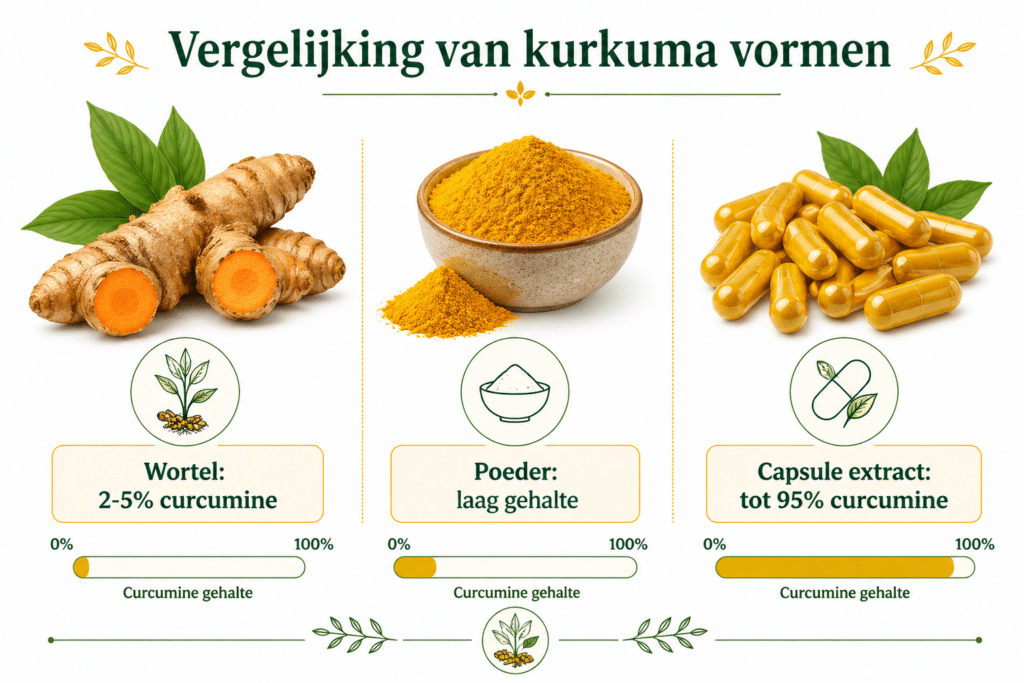 vergelijking van kurkuma vormen