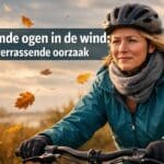 Tranende ogen buiten in de wind