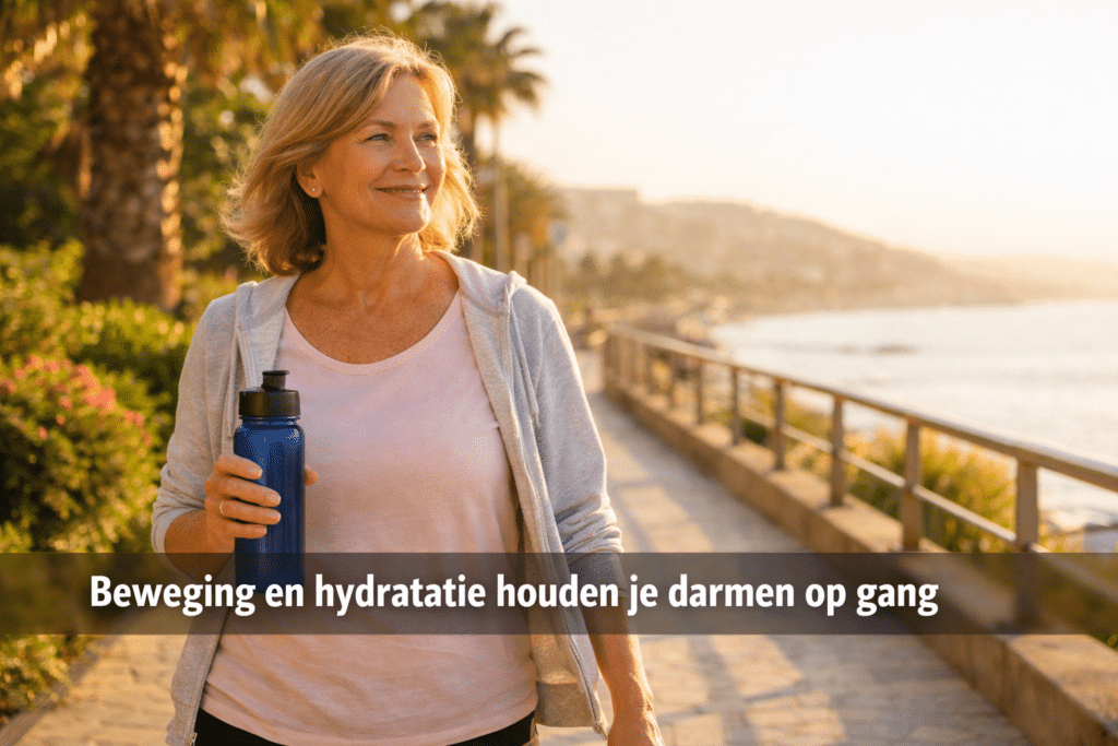 beweging en hydratatie houden de darmen op gang