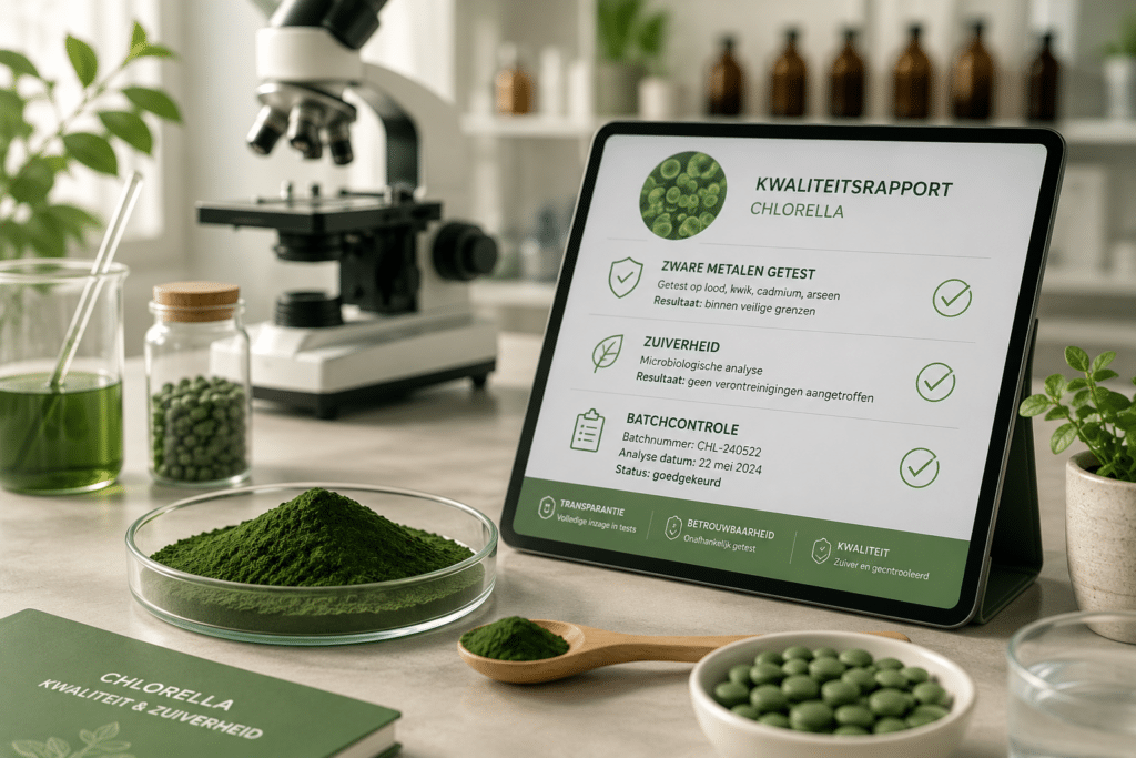 voor een sectie over zware metalen, kwaliteit en chlorella bijwerkingen.