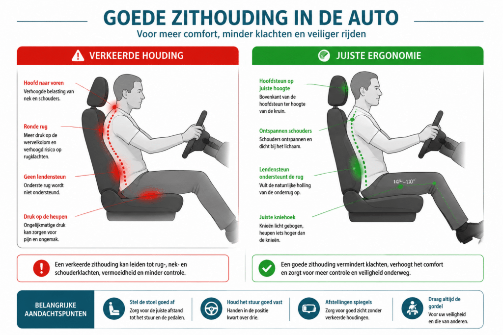 goede zithouding in de auto