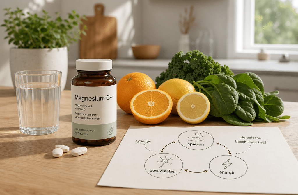 product- en wetenschapsachtige visual voor de sectie over magnesium,