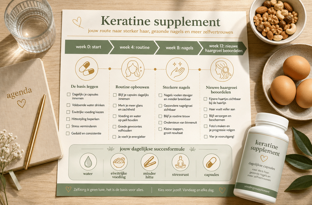 tijdlijn en checklist voor resultaat bij een keratine supplement