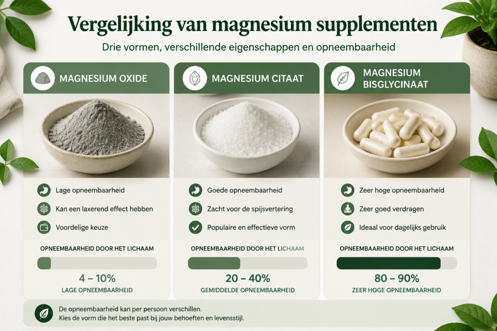 Welke magnesiumvorm geeft het vaakst darmklachten?