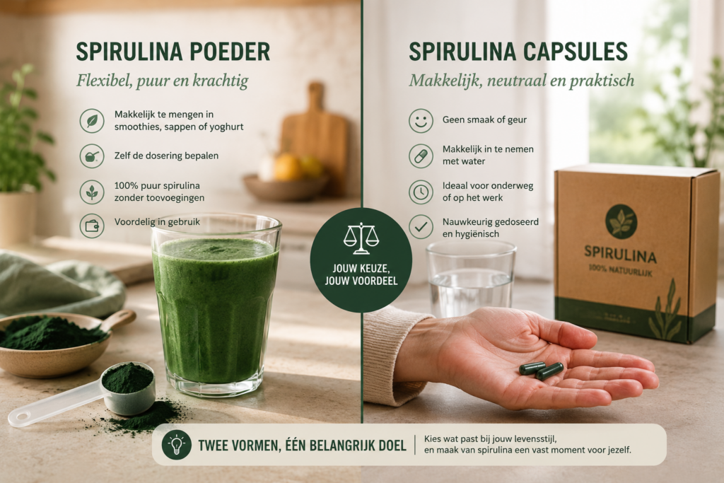 Spirulina poeder of capsules: welke vorm is beter?