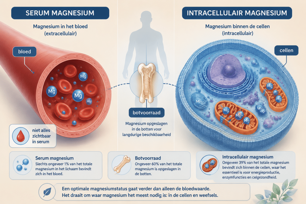 Wat is het verschil tussen serum en intracellulair magnesium?