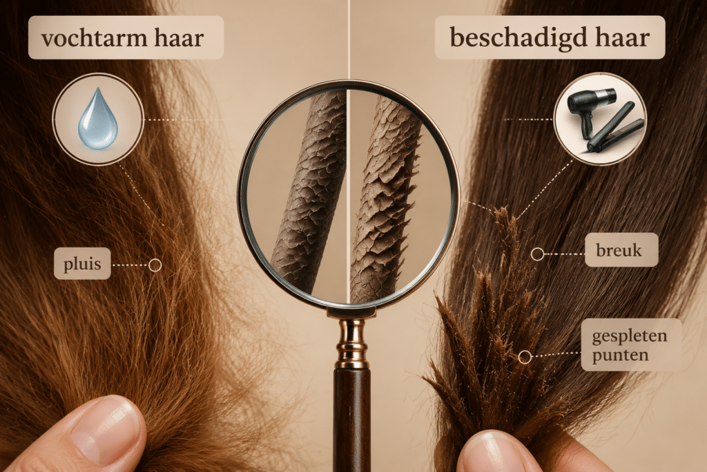 Wat zijn symptomen dat mijn haar echt vocht nodig heeft, en wat is het verschil tussen vochtarme en beschadigde haren?