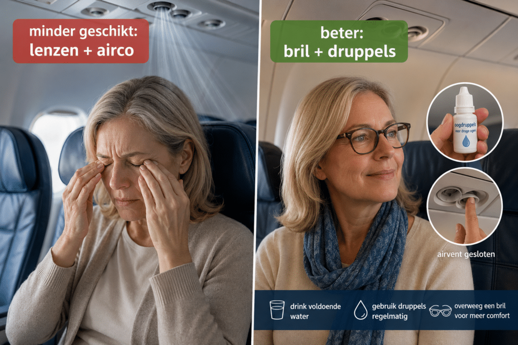 Tips voor contactlensdragers in een vliegtuig
