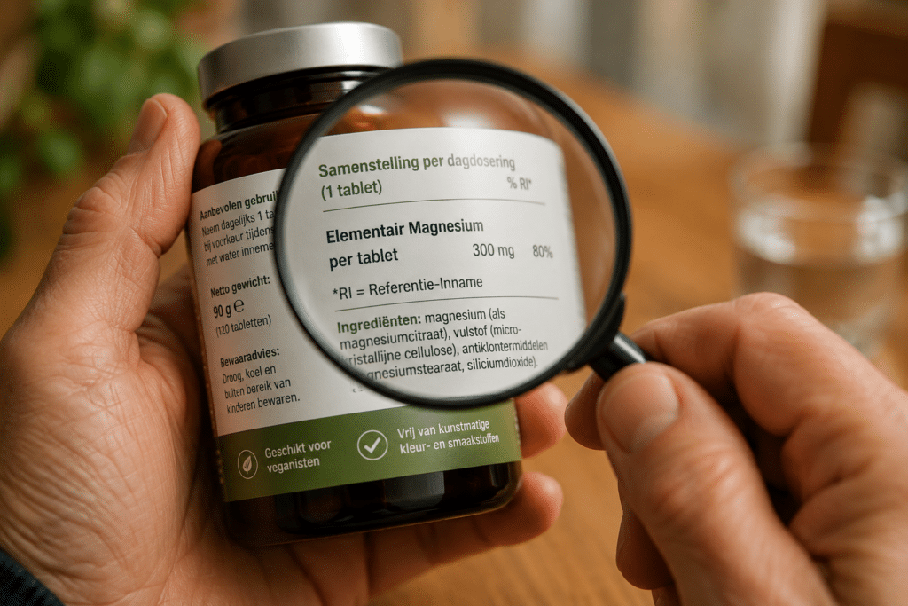 Waar let je op bij het etiket van magnesium tabletten?