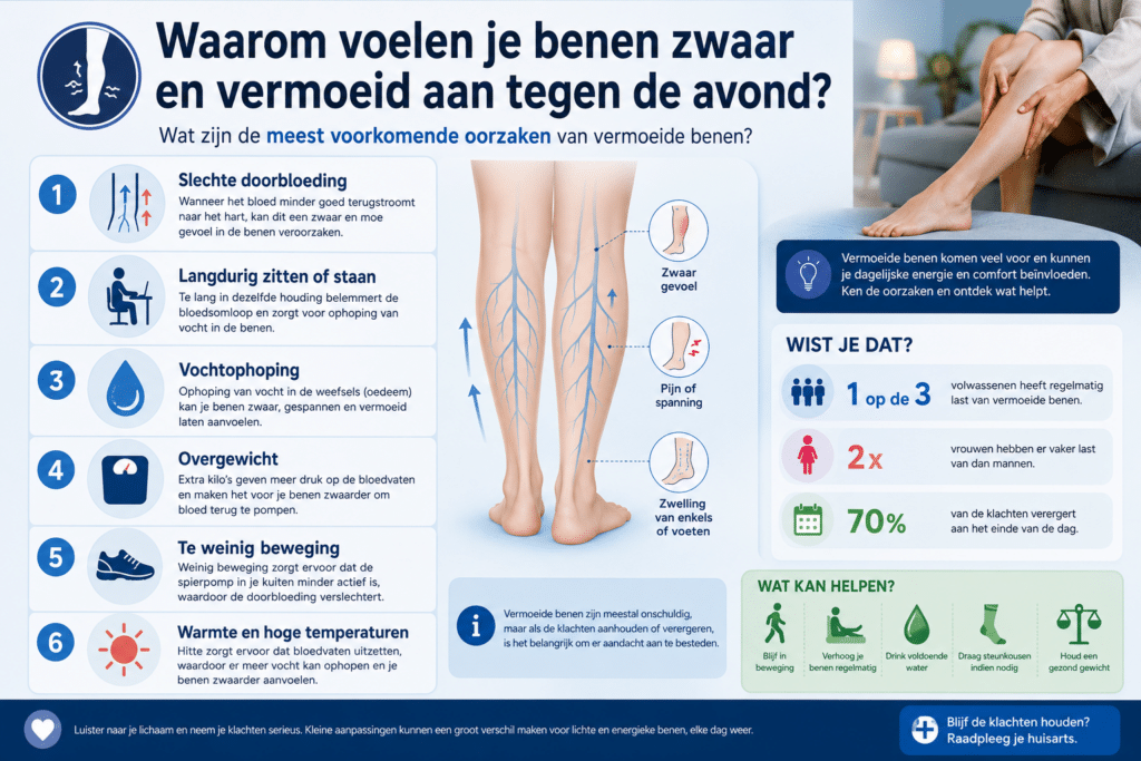waarom voelen je benen zwaar aan tegen de avond